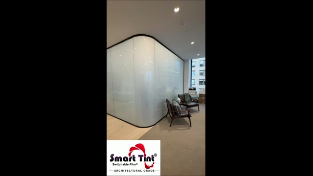 Smart Film installed on a high-rise office glass partition